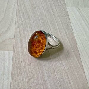 Amber Sterling Silver Statement Ring